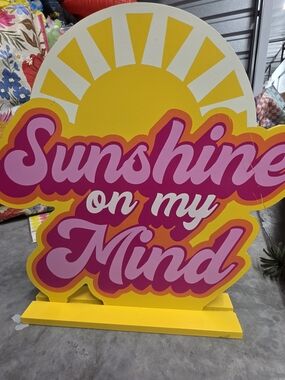 Sunshine On My Mind Decorative Sign - Bright Yellow & Pink